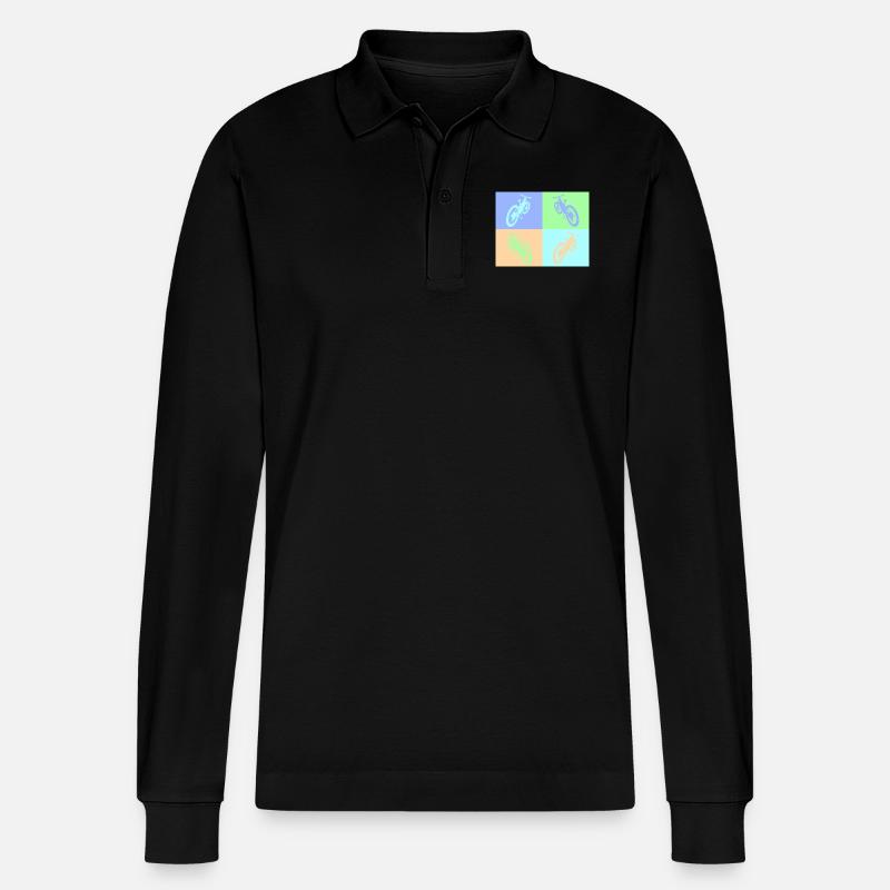 MTB Pop Art pastel - Stanley/Stella Unisex Bio-Langarm-Poloshirt Prepster - Schwarz