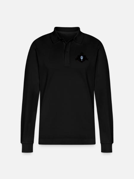 Trident Coat of Arms - Stanley/Stella Organic Unisex Long-Sleeved Polo Shirt Prepster - black