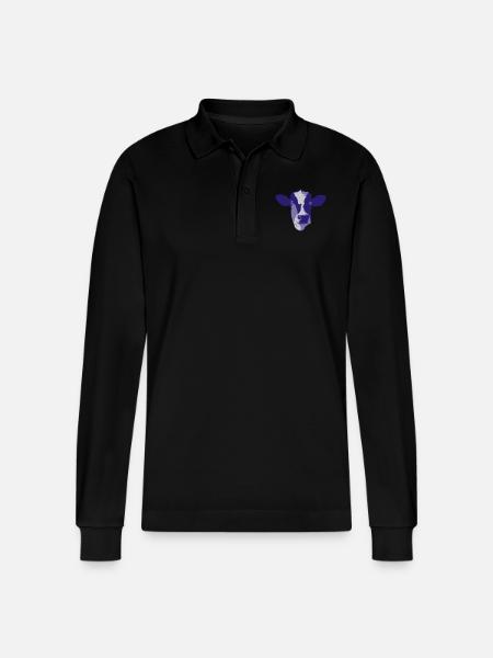 cow - Stanley/Stella Organic Unisex Long-Sleeved Polo Shirt Prepster - black