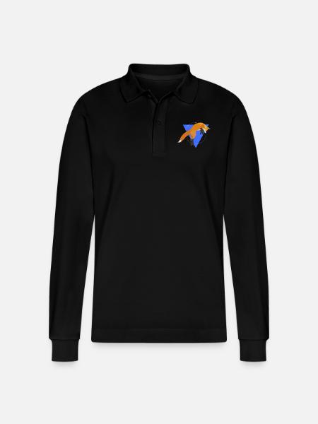 Geometric Fox Jumping - Stanley/Stella Organic Unisex Long-Sleeved Polo Shirt Prepster - black