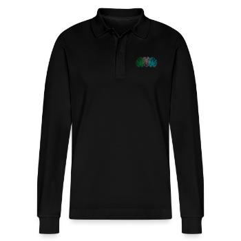 Monstera Naturcontest - Stanley/Stella Unisex Bio-Langarm-Poloshirt Prepster - Schwarz - Vorne - Anna (173cm) & Nico (186cm)