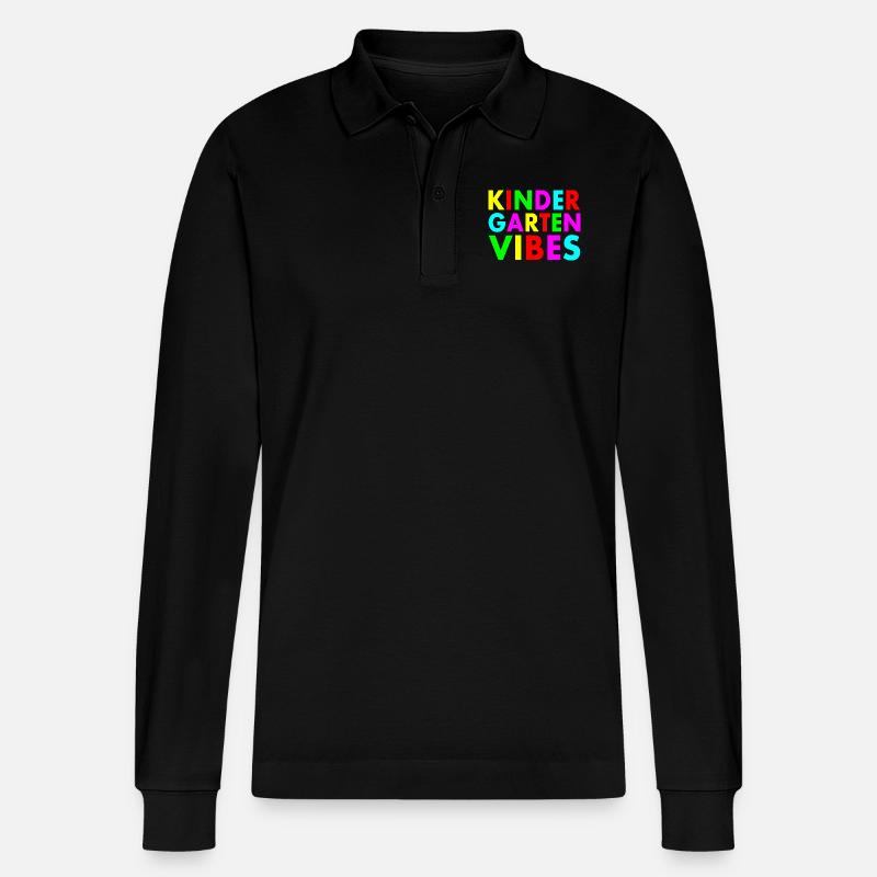 kindergarten vibes - Stanley/Stella Unisex Bio-Langarm-Poloshirt Prepster - Schwarz