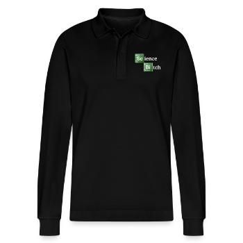 Science! - Stanley/Stella Organic Unisex Long-Sleeved Polo Shirt Prepster - black - Front - Anna (173cm) & Nico (186cm)