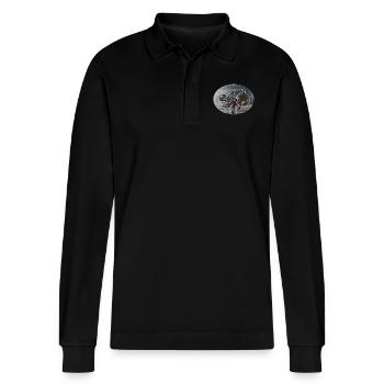 telescope - Stanley/Stella Organic Unisex Long-Sleeved Polo Shirt Prepster - black - Front - Anna (173cm) & Nico (186cm)