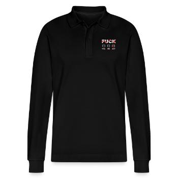 FUCK OFF rouge / blanc - Polo à manches longues bio PREPSTER Stanley/Stella Unisexe - noir - Devant - Anna (173cm) & Nico (186cm)