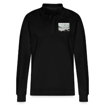 Alpine Couture - Middawoid - Stanley/Stella Unisex Bio-Langarm-Poloshirt Prepster - Schwarz - Vorne - Anna (173cm) & Nico (186cm)