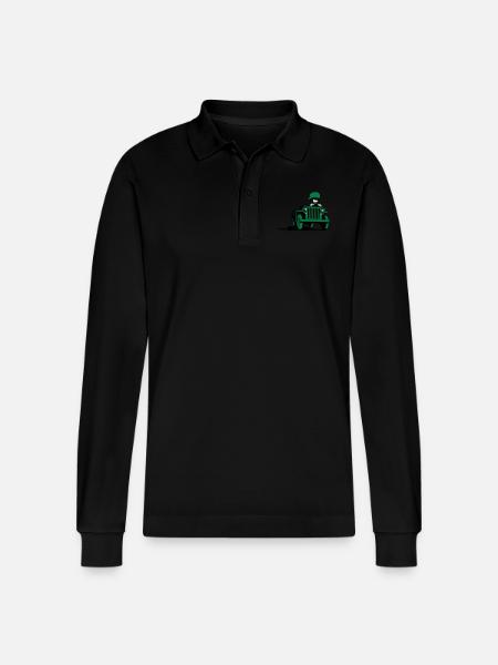 jeep_3c - Stanley/Stella Organic Unisex Long-Sleeved Polo Shirt Prepster - black