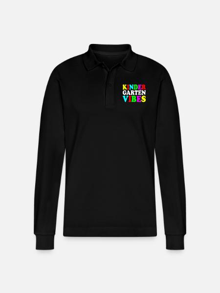 kindergarten vibes - Stanley/Stella Organic Unisex Long-Sleeved Polo Shirt Prepster - black