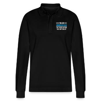 Engineer Dad Cool Father Papa Engineering T-shirt - Stanley/Stella Organic Unisex Long-Sleeved Polo Shirt Prepster - black - Front - Anna (173cm) & Nico (186cm)