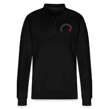 circle drift - Stanley/Stella Organic Unisex Long-Sleeved Polo Shirt Prepster - black - Front - Anna (173cm) & Nico (186cm)