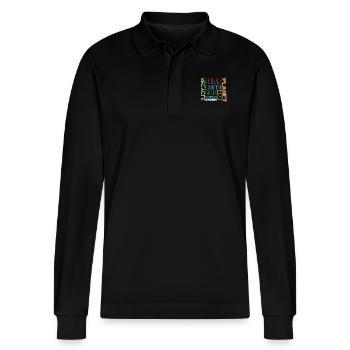 sustainability - Stanley/Stella Organic Unisex Long-Sleeved Polo Shirt Prepster - black - Front - Anna (173cm) & Nico (186cm)