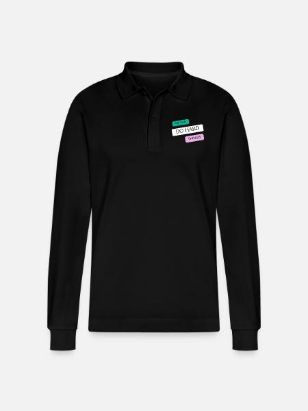 We can do hard things - Stanley/Stella Organic Unisex Long-Sleeved Polo Shirt Prepster - black