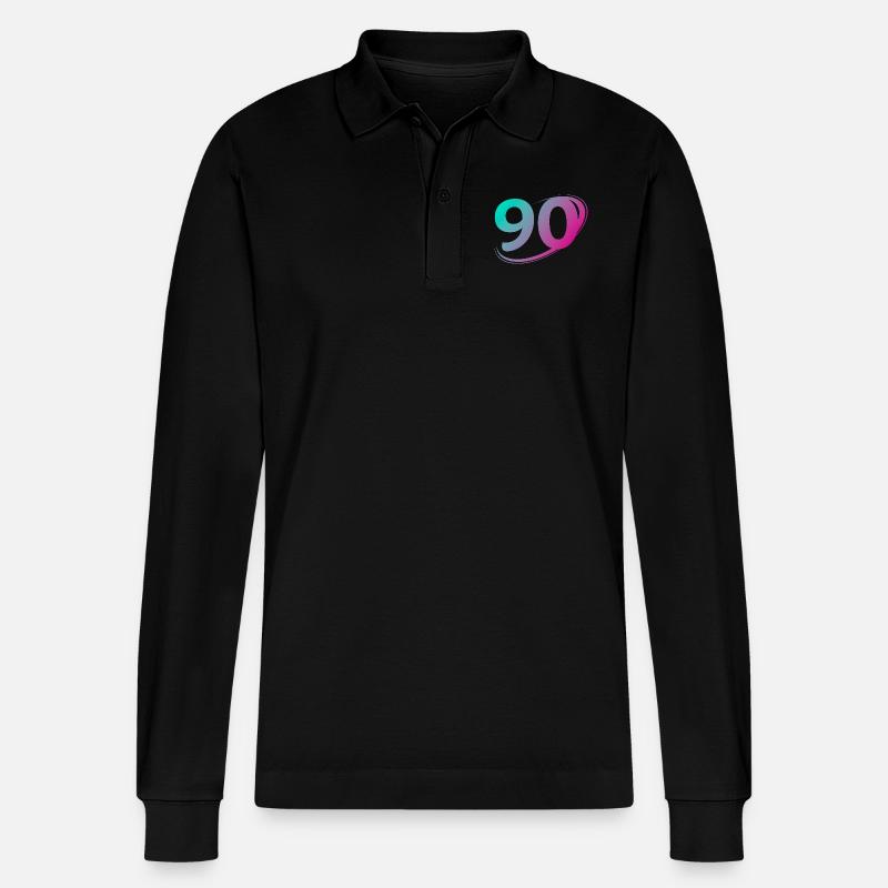 Nummer 90 mehrfarbig - Stanley/Stella Unisex Bio-Langarm-Poloshirt Prepster - Schwarz