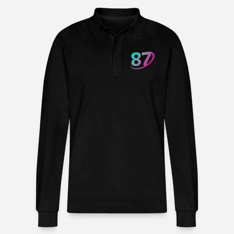 Nummer 87 mehrfarbig - Stanley/Stella Unisex Bio-Langarm-Poloshirt Prepster - Schwarz