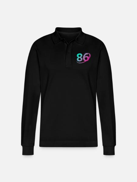 Nummer 86 mehrfarbig - Stanley/Stella Unisex Bio-Langarm-Poloshirt Prepster - Schwarz