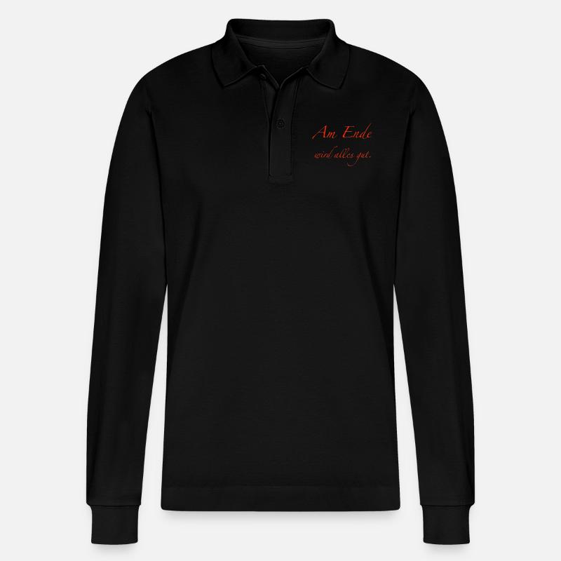 am Ende wird alles gut - Stanley/Stella Unisex Bio-Langarm-Poloshirt Prepster - Schwarz
