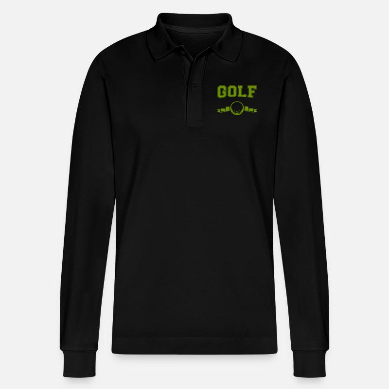golf logo - Stanley/Stella Unisex Bio-Langarm-Poloshirt Prepster - Schwarz