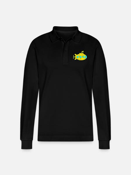 Gelbes U-Boot - Stanley/Stella Unisex Bio-Langarm-Poloshirt Prepster - Schwarz