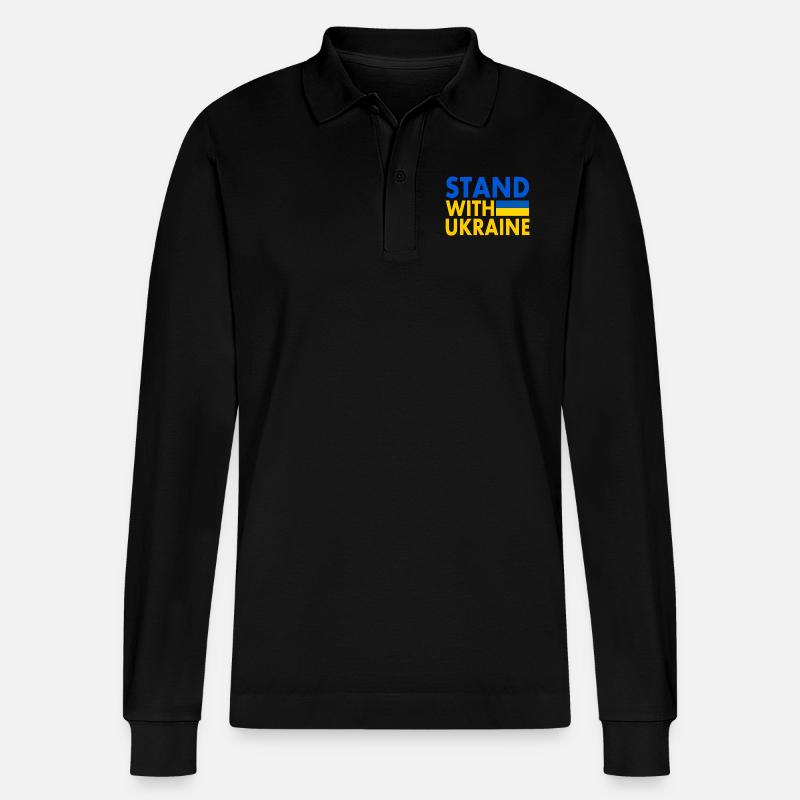 stand with ukraine - Stanley/Stella Unisex Bio-Langarm-Poloshirt Prepster - Schwarz