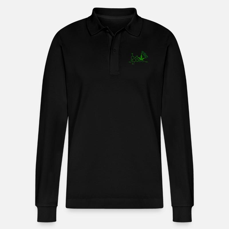 THC Molekular Struktur - Stanley/Stella Unisex Bio-Langarm-Poloshirt Prepster - Schwarz