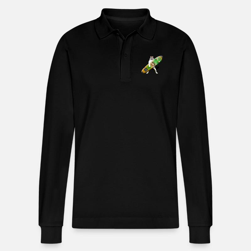 Kitesurfen 7 - Stanley/Stella Unisex Bio-Langarm-Poloshirt Prepster - Schwarz