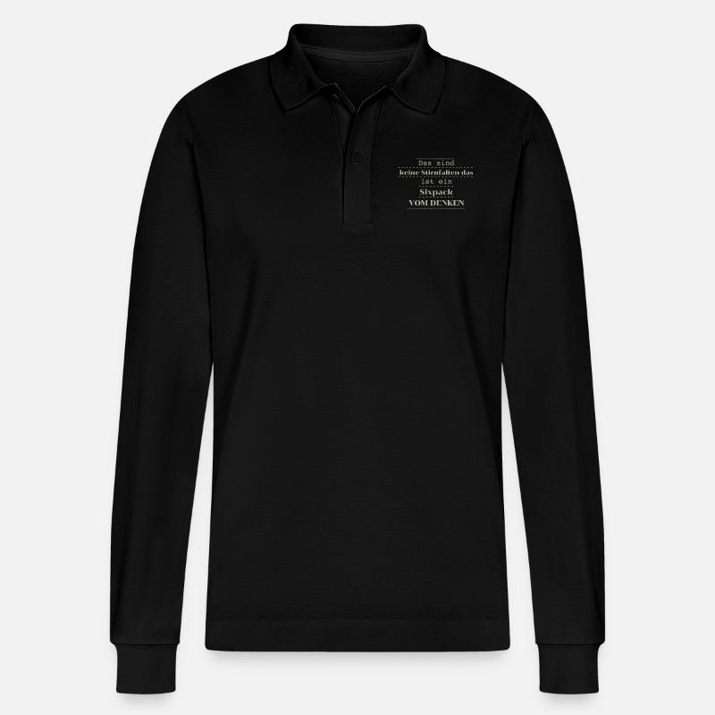 witziger spruch sixpack - Stanley/Stella Unisex Bio-Langarm-Poloshirt Prepster - Schwarz