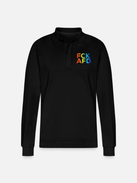 FCK AFD Regenbogen - Stanley/Stella Unisex Bio-Langarm-Poloshirt Prepster - Schwarz