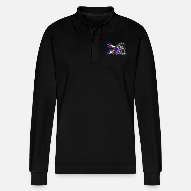 Kunstflugzeug 2 - Stanley/Stella Unisex Bio-Langarm-Poloshirt Prepster - Schwarz