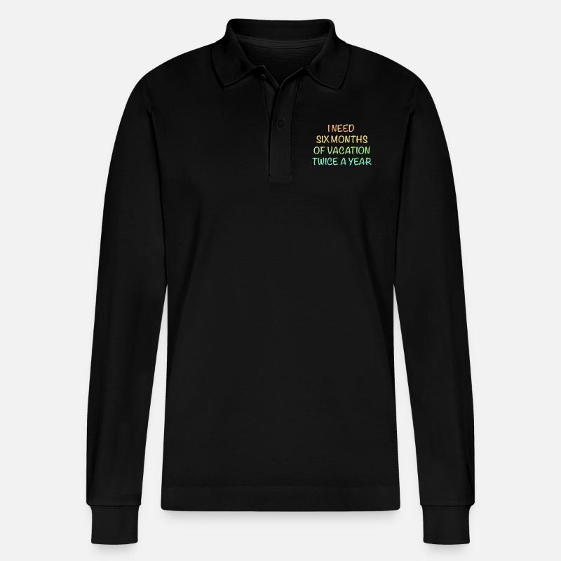 Ferien - Stanley/Stella Unisex Bio-Langarm-Poloshirt Prepster - Schwarz