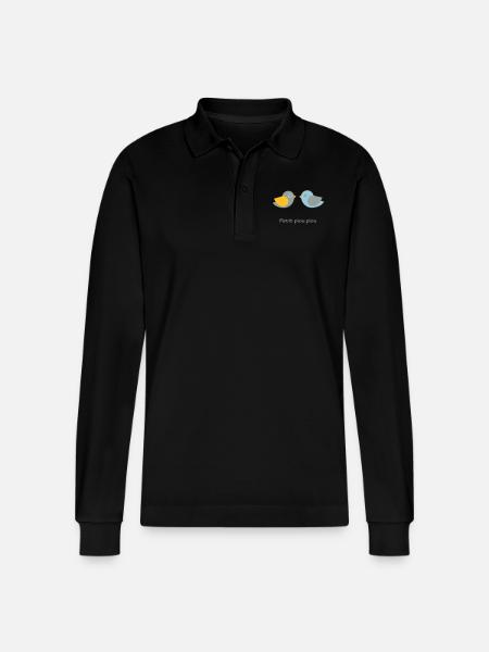 petit piou piou bébé - Stanley/Stella Organic Unisex Long-Sleeved Polo Shirt Prepster - black