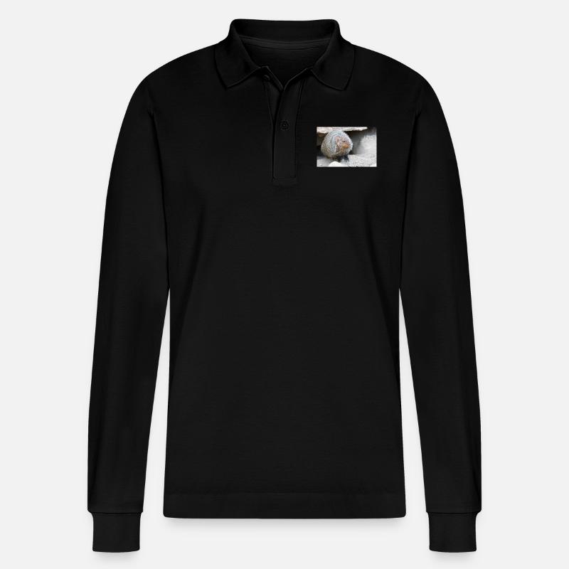 Gebänderte Manguste oder Zebramanguste - Stanley/Stella Unisex Bio-Langarm-Poloshirt Prepster - Schwarz