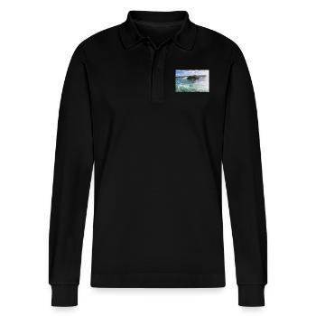 Die Skyline von Niagara City und das Panorama der Niagarafälle - Stanley/Stella Unisex Bio-Langarm-Poloshirt Prepster - Schwarz - Vorne - Anna (173cm) & Nico (186cm)