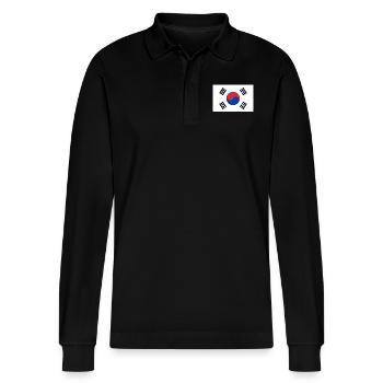 Südkorea - Stanley/Stella Unisex Bio-Langarm-Poloshirt Prepster - Schwarz - Vorne - Anna (173cm) & Nico (186cm)