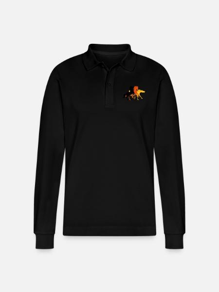 Three horses - Stanley/Stella Organic Unisex Long-Sleeved Polo Shirt Prepster - black