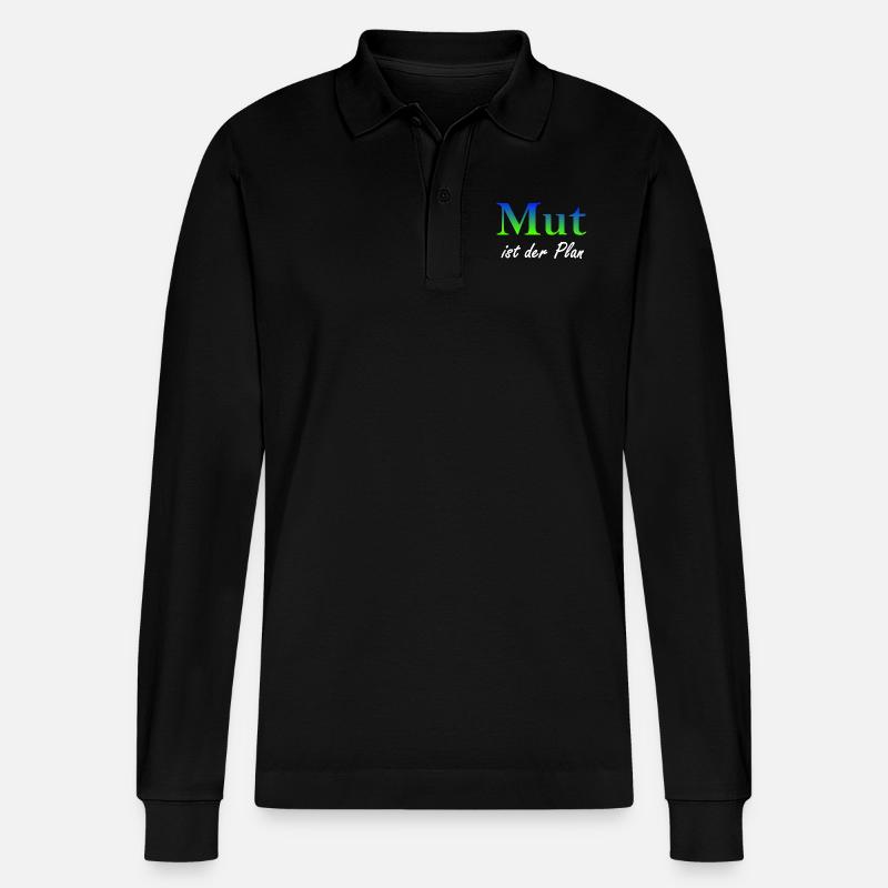Mut ist der Plan - Stanley/Stella Unisex Bio-Langarm-Poloshirt Prepster - Schwarz