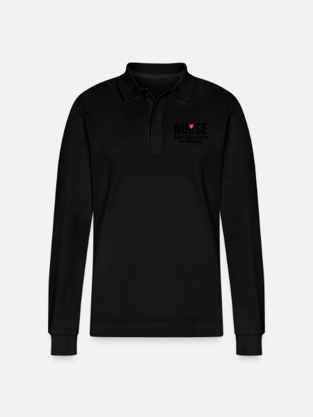 Krankenschwester - Stanley/Stella Unisex Bio-Langarm-Poloshirt Prepster - Schwarz