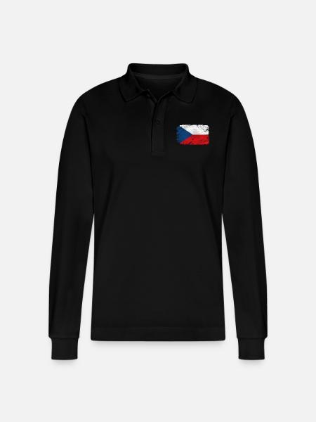 Czech Republic Flag - Stanley/Stella Unisex Bio-Langarm-Poloshirt Prepster - Schwarz