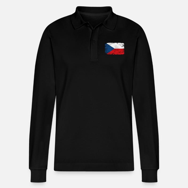Czech Republic Flag - Stanley/Stella Unisex Bio-Langarm-Poloshirt Prepster - Schwarz
