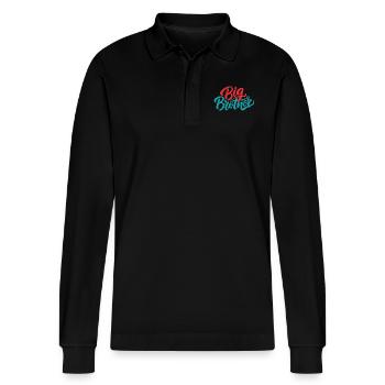 GROßER BRUDER - Stanley/Stella Unisex Bio-Langarm-Poloshirt Prepster - Schwarz - Vorne - Anna (173cm) & Nico (186cm)