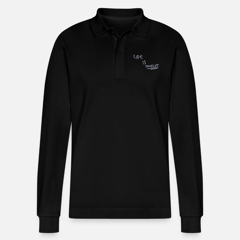 Life is conflict - Stanley/Stella Unisex Bio-Langarm-Poloshirt Prepster - Schwarz