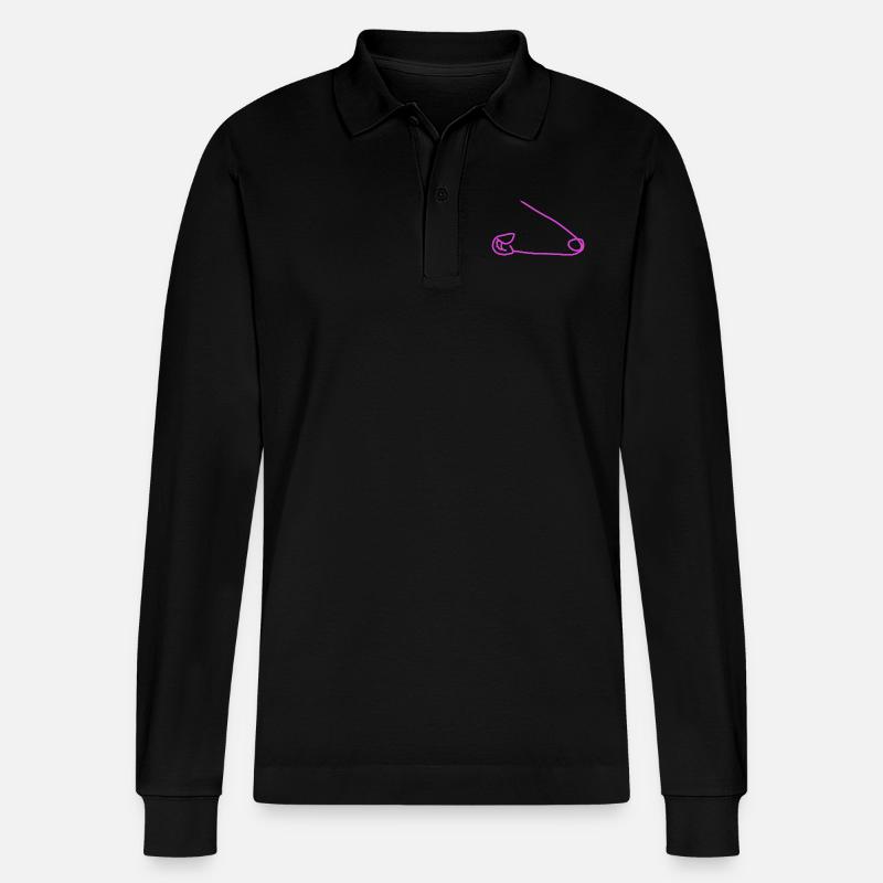 Sicherheitsnadel - Stanley/Stella Unisex Bio-Langarm-Poloshirt Prepster - Schwarz