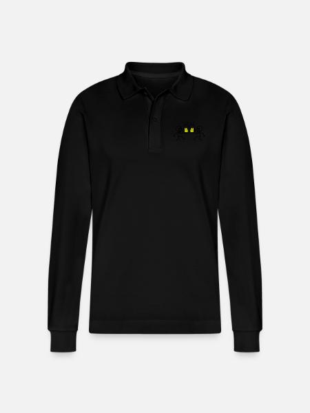 Skeleton Beer Funny - Stanley/Stella Organic Unisex Long-Sleeved Polo Shirt Prepster - black