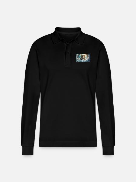 Pun ambiguous german expression – Katzenwäsche - Stanley/Stella Organic Unisex Long-Sleeved Polo Shirt Prepster - black