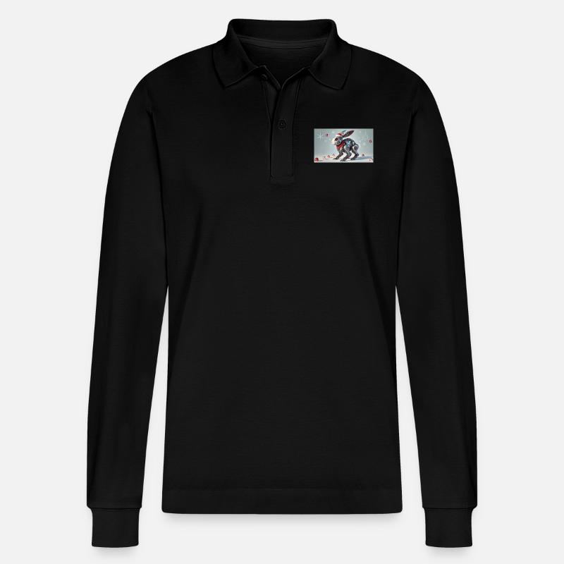Weihnachtshase - Stanley/Stella Unisex Bio-Langarm-Poloshirt Prepster - Schwarz