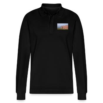 Helgoland - Stanley/Stella Unisex Bio-Langarm-Poloshirt Prepster - Schwarz - Vorne - Anna (173cm) & Nico (186cm)