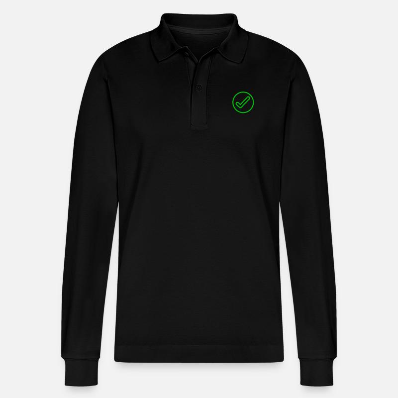 Häkchensymbol - Stanley/Stella Unisex Bio-Langarm-Poloshirt Prepster - Schwarz