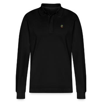 bonsai - Stanley/Stella Organic Unisex Long-Sleeved Polo Shirt Prepster - black - Front - Anna (173cm) & Nico (186cm)