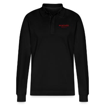 New York Brooklyn - Stanley/Stella Organic Unisex Long-Sleeved Polo Shirt Prepster - black - Front - Anna (173cm) & Nico (186cm)