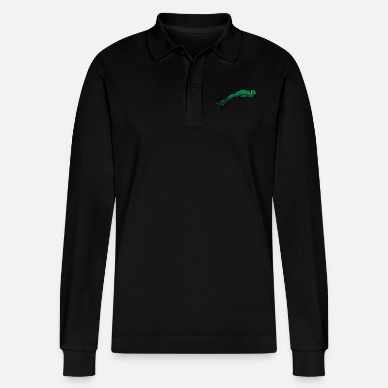 Frosch springen - Stanley/Stella Unisex Bio-Langarm-Poloshirt Prepster - Schwarz