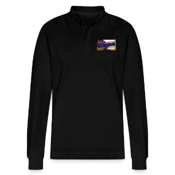 Self DiscoveryJourney - Stanley/Stella Organic Unisex Long-Sleeved Polo Shirt Prepster - black - Front - Anna (173cm) & Nico (186cm)
